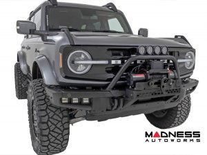 Ford Bronco Front Bumper Guard - Safari Bar - OE Modular Bumper - Rough Country - w/ 4x 3in Osram Wide Angle Lights Ford Bronco Front Bumper Guard - Safari Bar - OE Modular Bumper - Rough Country - w/ 4x 3in Osram Wide Angle Lights
